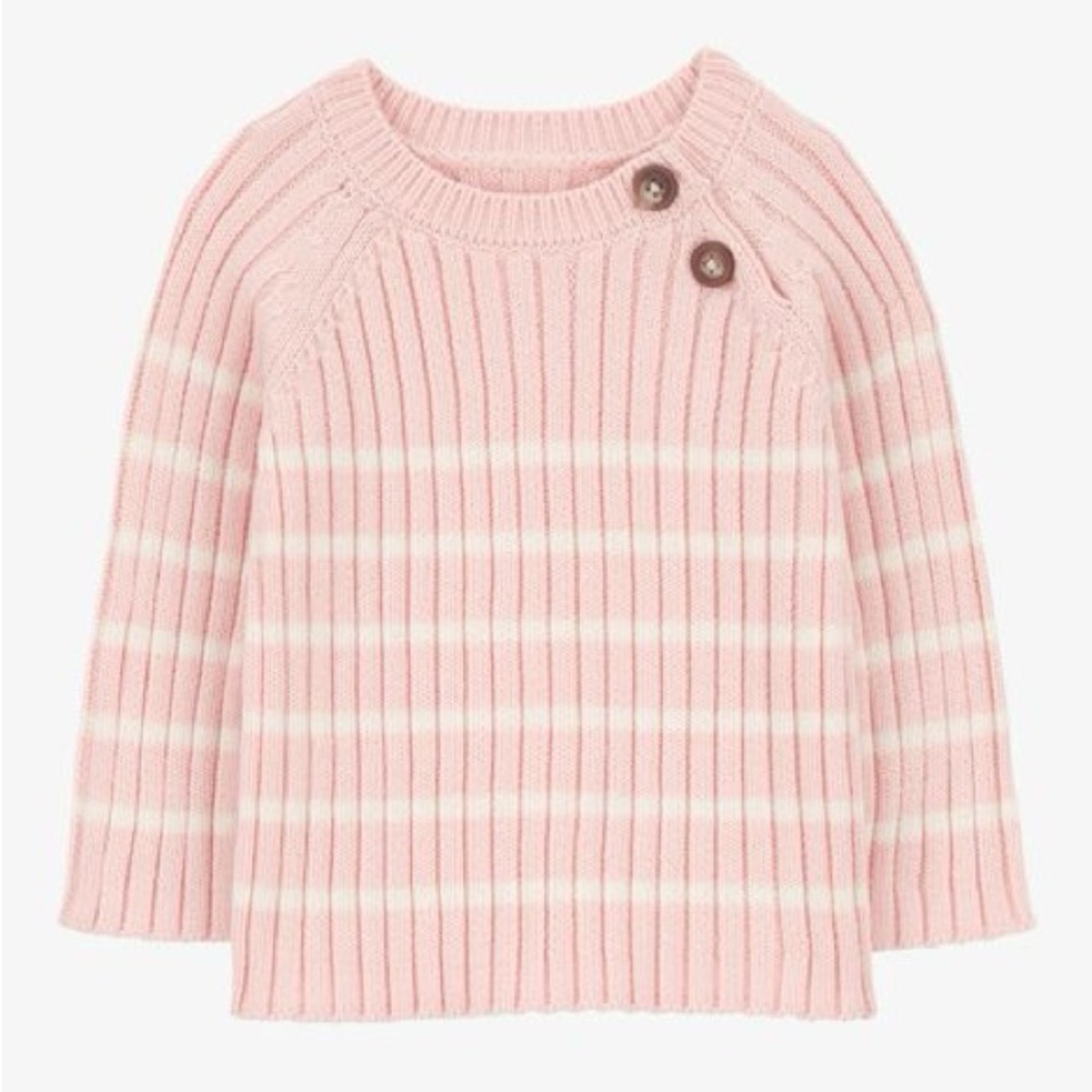 Carter’s Pink Striped Sweater with Button Detail